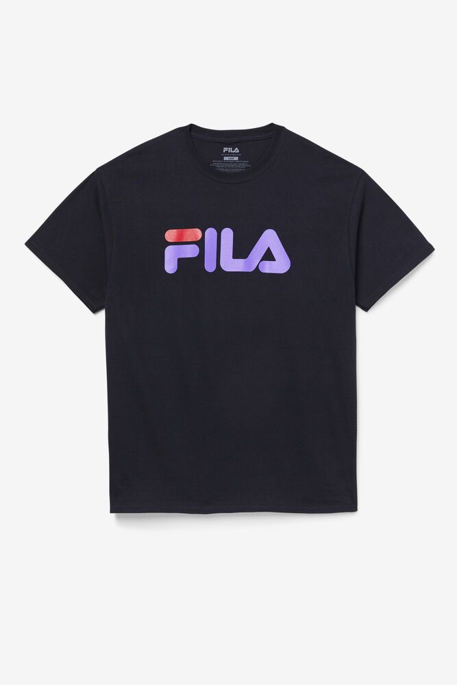 Fila Logo Black T-Shirt Mens - NZ 07869-ZJAN